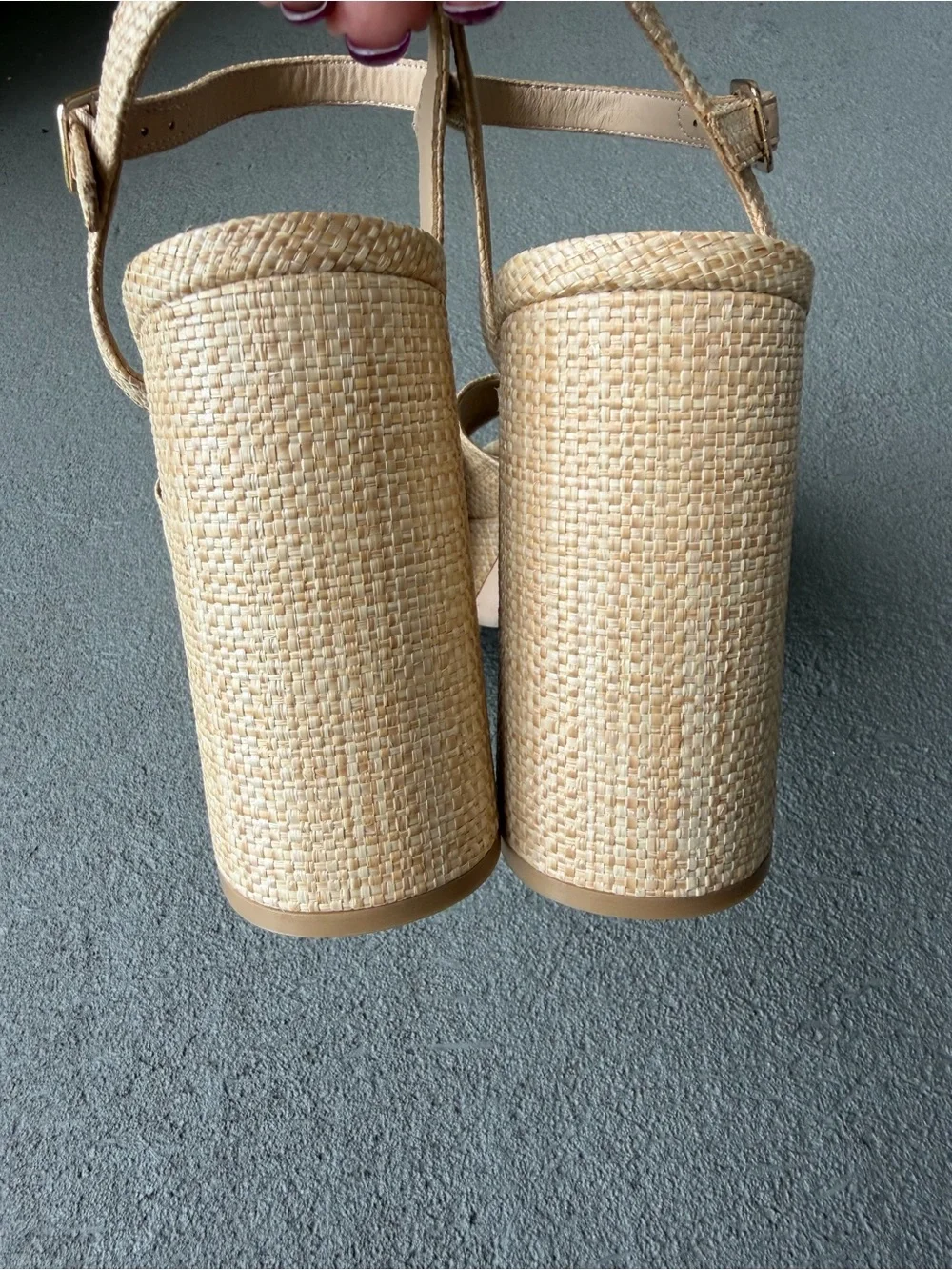 ANTONIO MELANI Bonny Raffia Platform Block Heel Sandals Sz 10M NWOB